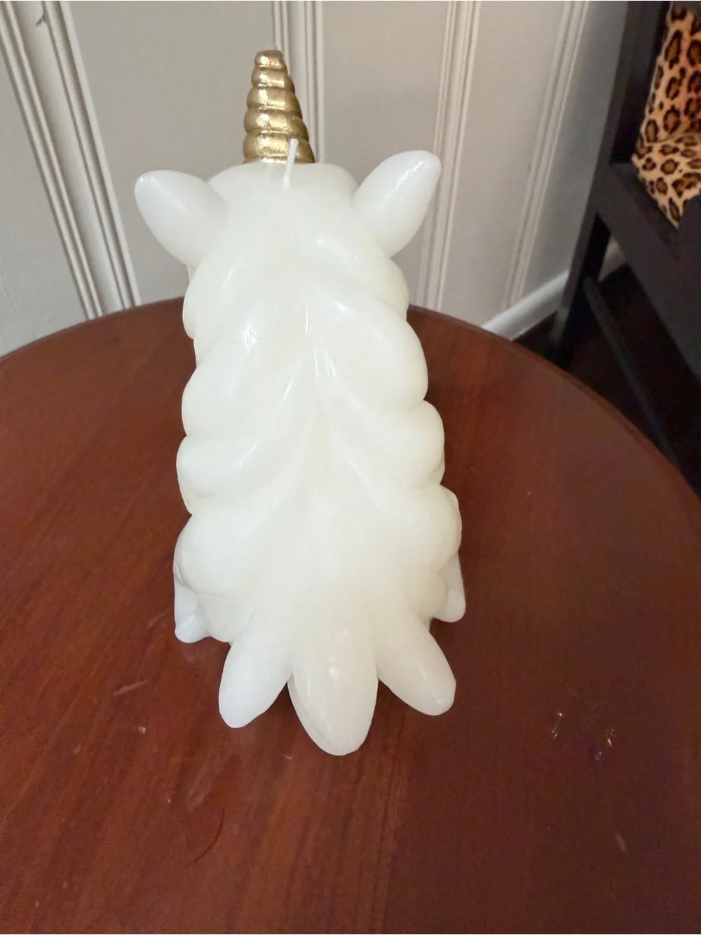 White and Gold Unicorn Candle - New in Box Decorative Home Accent